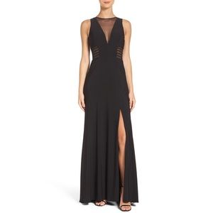 Morgan & Co Black sheer sleeveless illusion dress